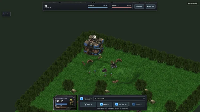 Actual Tactical Cover v3 gameplay: Blue base, flag and defensive positions.