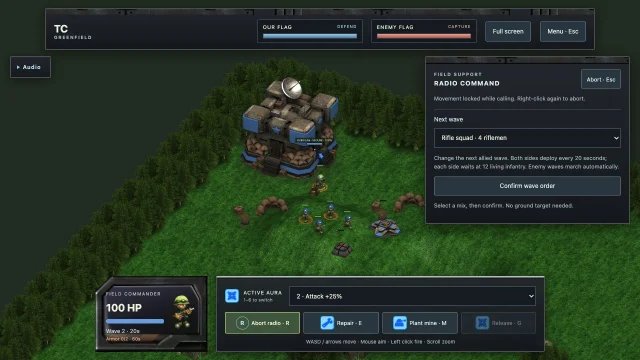 Actual Tactical Cover v3 gameplay: Select the mix for the next troop wave.